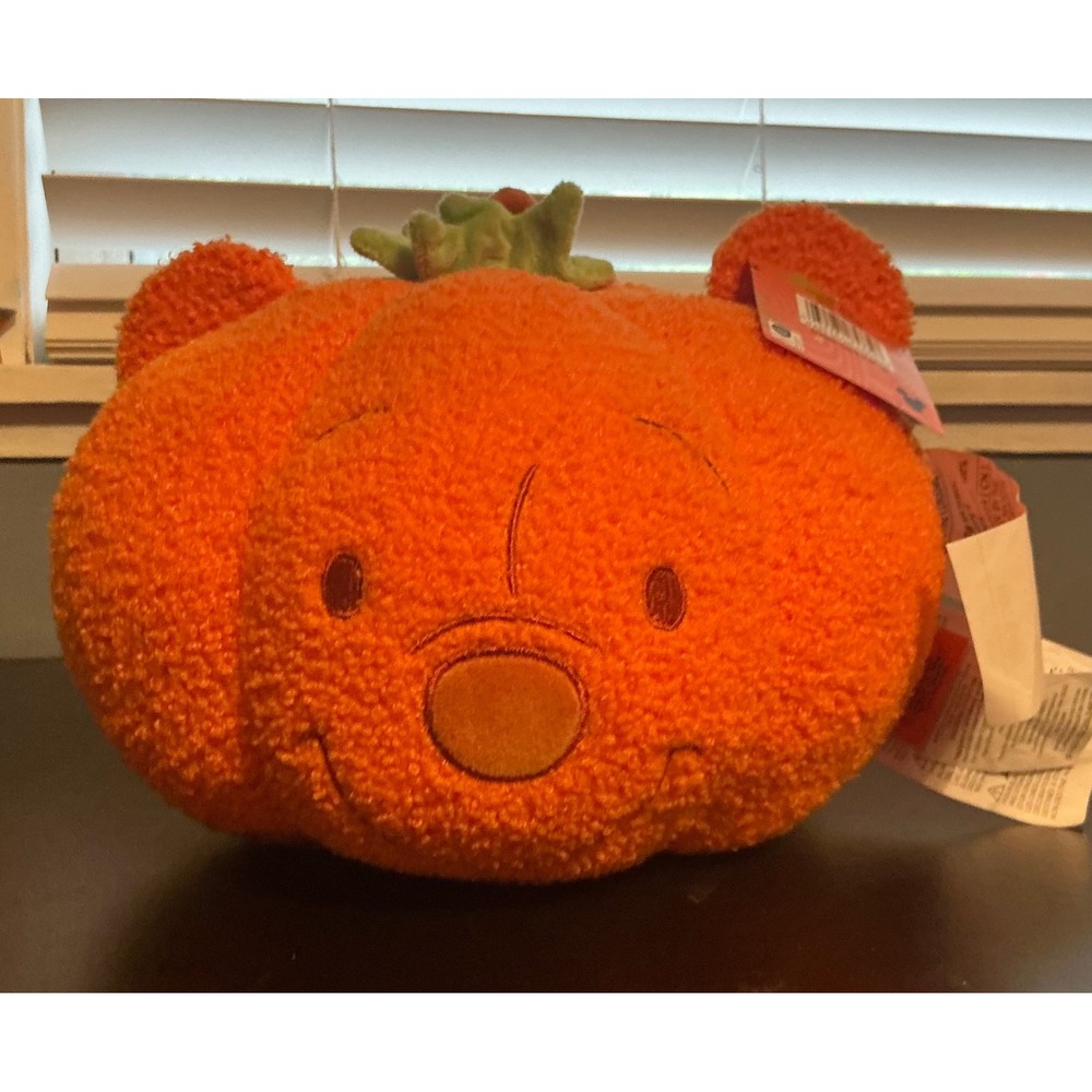 NEW Disney Winnie the Pooh Pumpkin Plush Orange Sherpa